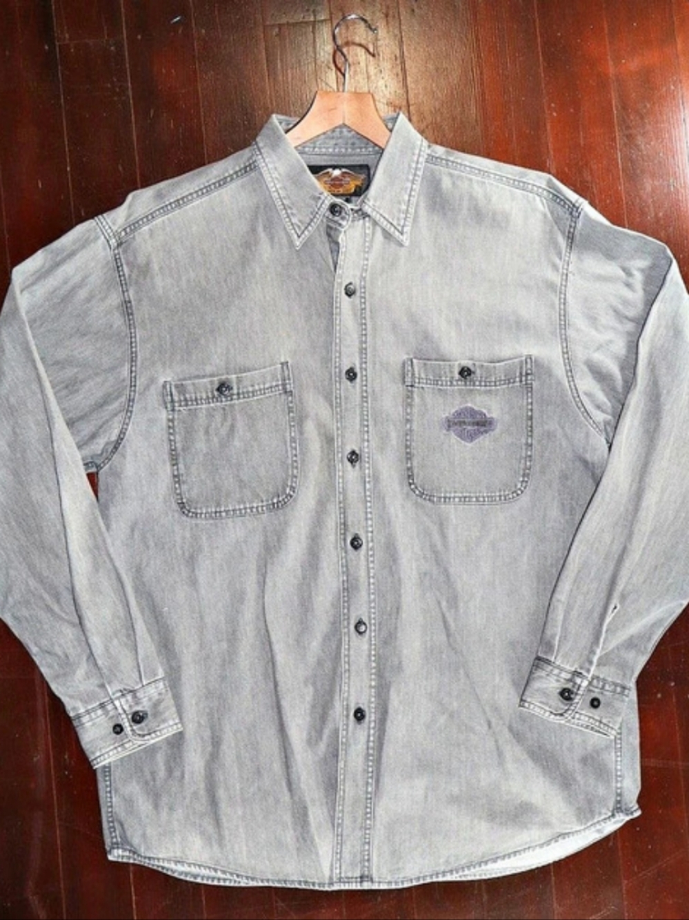 Harley-Davidson American Legend Gray Cotton Button Down Shirt XL